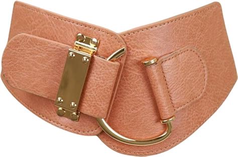 Women Fashion Belt Hip Waist Wide Elastic Blush Pink Salmon Gold Hook