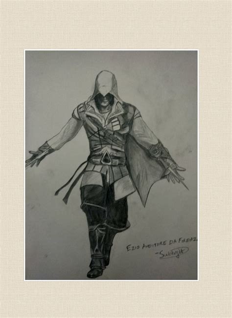 I Made A Sketch Of Ezio Auditore Da Firenze In His Iconic Pose R Assassinscreed