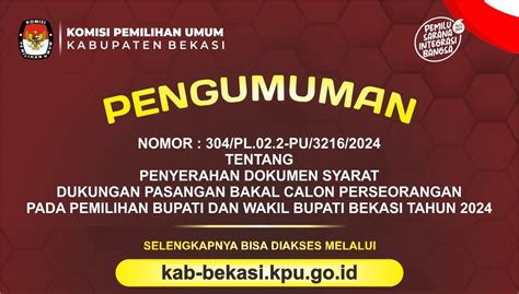 Ini Syarat Dukungan Pasangan Bacalon Perseorangan Di Pilkada Bupati Dan