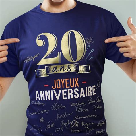 TEE SHIRT ANNIVERSAIRE HOMME 20AINE