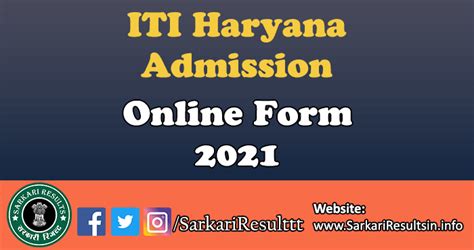 Iti Haryana Admission Online Form 2021