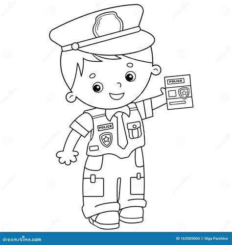 Coloring Page Outline Of Cartoon Policeman. Profession - Police ...