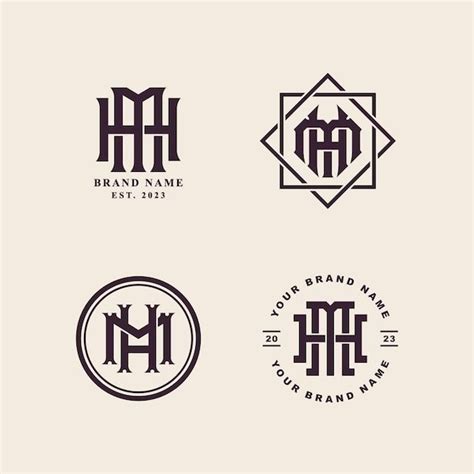 Premium Vector Monogram Collection Letter HM Or MH With Interlock