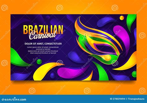 Rio Carnival Celebration Horizontal Banner Design With Colorful