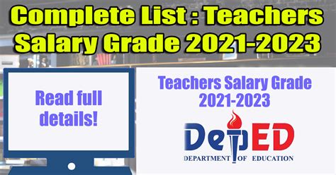 Complete List Teachers Salary Grade Increase 2021 2023