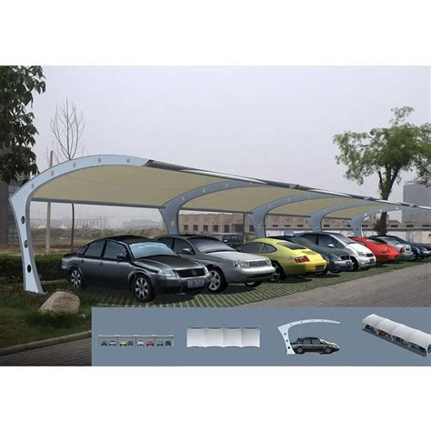 PVC White Car Parking Shed For Outdoor Thickness 10 Mm At 350 Sq