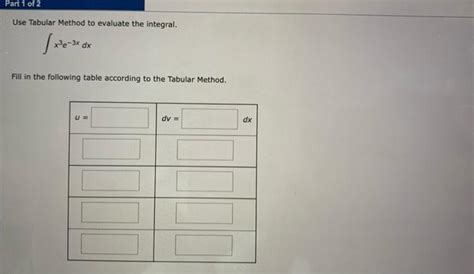 Solved Use Tabular Method to evaluate the integral. | Chegg.com