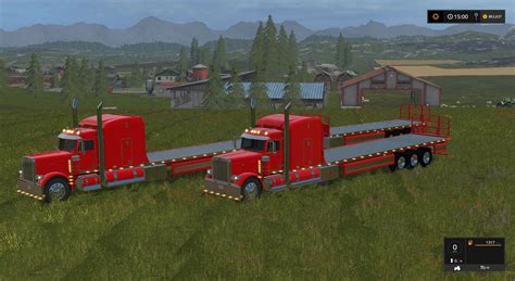 PETERBILT 388 FLATBED CUSTOM V2 WITH TRAILER FS17 Farming Simulator