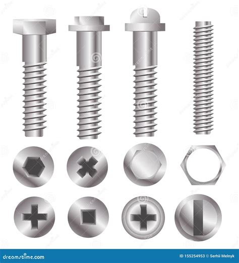 Metal Bolt Heads Stock Vector Illustration Of Glossy