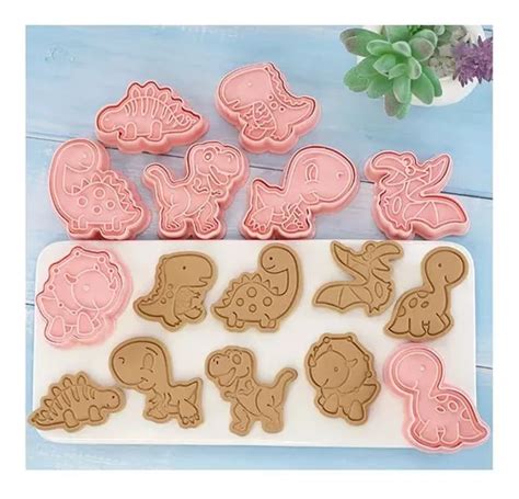 Set De Cortadores Con Sello Fondant Galletas Dinosaurios Cuotas Sin