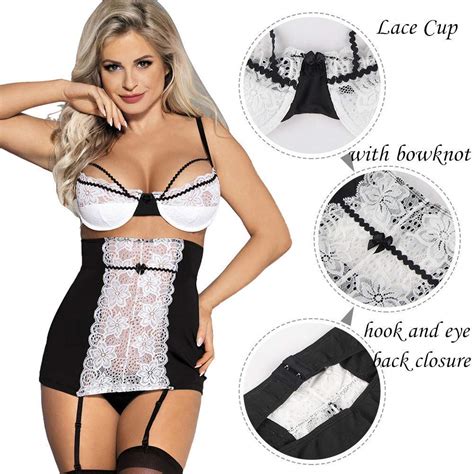 Comeondear Sexy Lingerie For Women Lace Garter Lingerie Set Push Up Bra