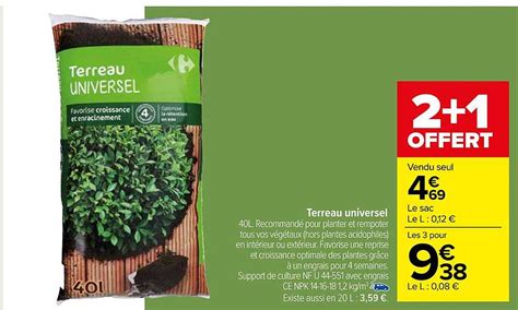 Promo Terreau Universel Chez Carrefour Icatalogue Fr