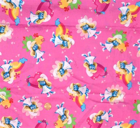 SMURFETTE / Smurfs PINK Fabric Fat Quarter / FQ 100%