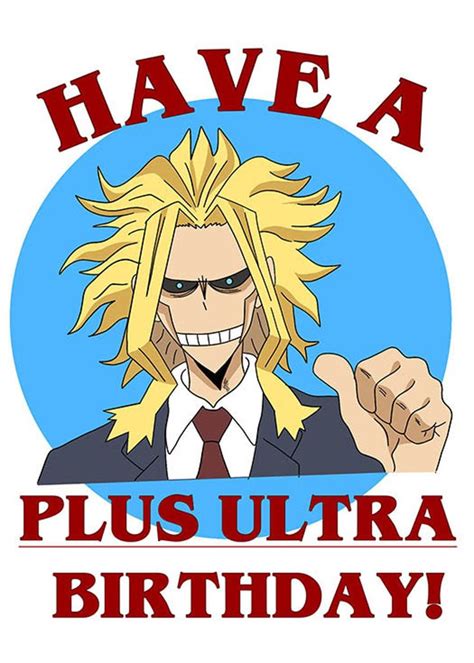 Happy Birthday Skinny All Might My Hero Academia Handmade Card Etsy