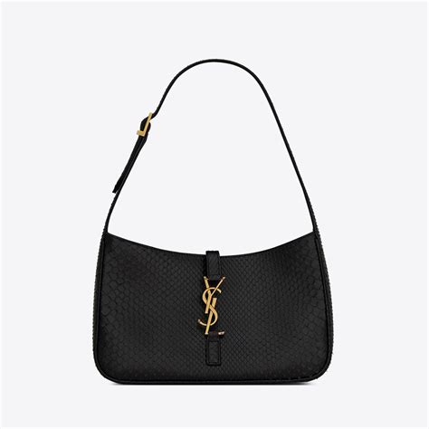 Saint Laurent YSL Women LE 5 A 7 Hobo Bag In Matte Python Black