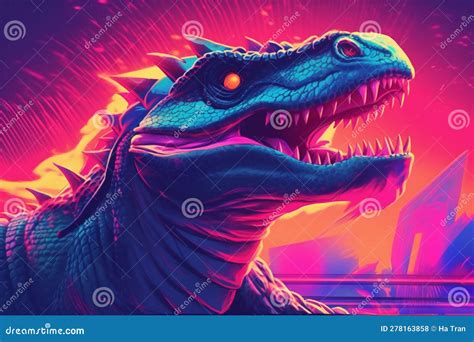 Dragon Head In Neon Light Stock Illustration Illustration Of