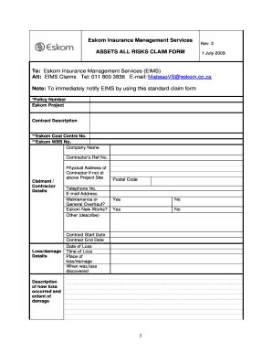 Eskom Claim Form Fill And Sign Printable Template Online