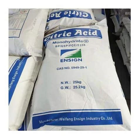 Pharma And Food Grade Citric Acid Monohydrate Packaging Size Kg