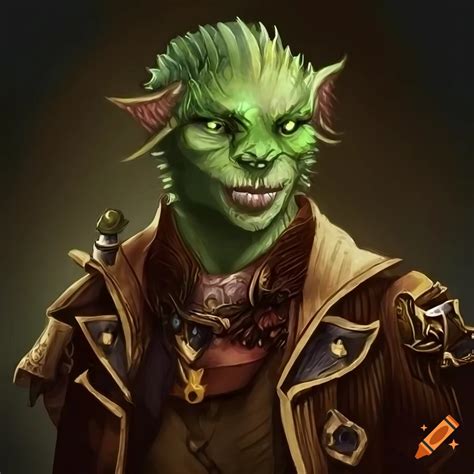 Portrait Of A Green Dragonborn Dnd Bard In Steampunk Attire On Craiyon