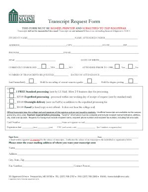 Fillable Online Transcript Request Form This Form Must Be Signed