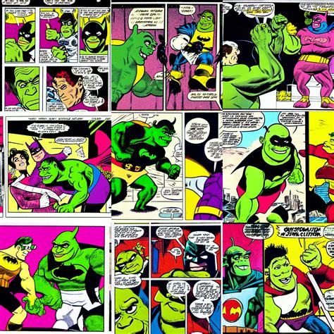 A 1980s Comic Book Panel Featuring Shrek Fighting Stable Diffusion