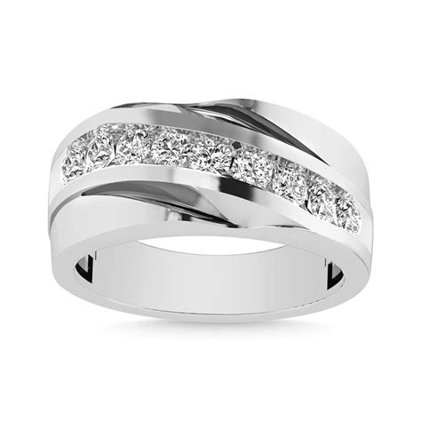 Diamond 1 Ct Tw Mens Wedding Band In 10k White Gold Unclaimed Diamonds