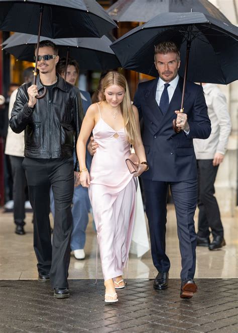 Harper Beckham stuns in a pink gown as she supports Victoria Beckham's ...