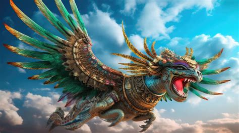 A Divine Portrayal Of Quetzalcoatl The Aztec Feathered Serpent God