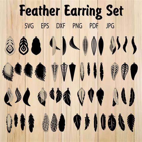 Feather Earrings SVG Wood Leather Earrings SVG Template F Inspire