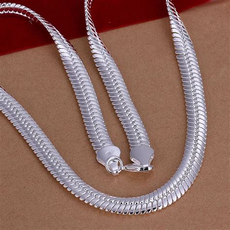 N209 Top Quality Silver Plated Stamped 92510mm Wide Smooth Flat Snake