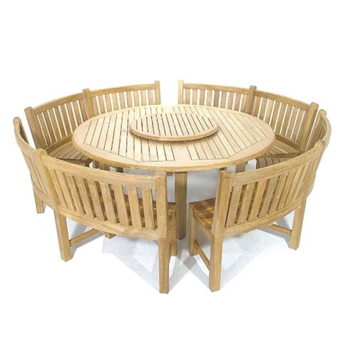 Buckingham Teak Curved Bench Dining Set Westminster Teak