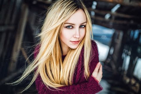 Depth Of Field Blonde Face Portrait Blue Eyes Veronika Mars Women