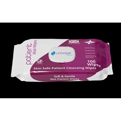 Uniwipe Skin Safe Patient Cleansing Wipes Pack Of 100 Wipes