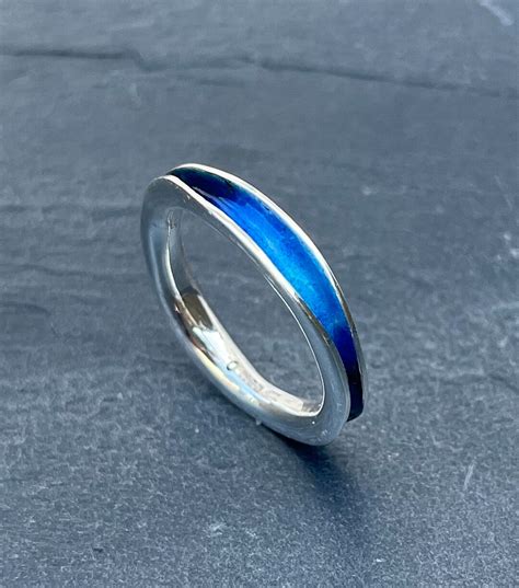 Anello Smaltato Anello A Forma Libera Anello Smaltato Blu Anello