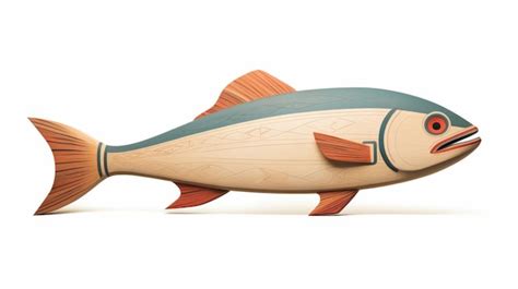 Premium Photo Colorful Woodcarving Of A Wooden Fish On White Background