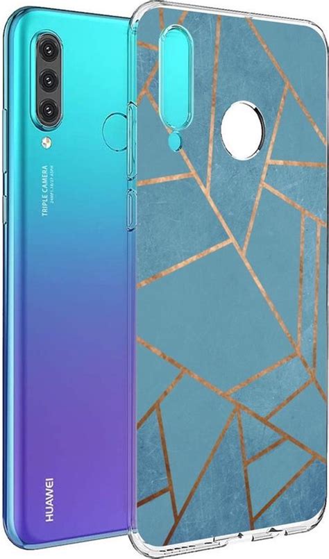 Imoshion Design Voor De Huawei P Lite Hoesje Grafisch Koper Blauw