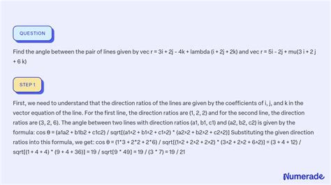 Solved Find The Angle Between The Pair Of Lines Given By Vec R I