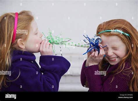 Two Sisters With Red Hair Acting Silly Together Stock Photo Alamy