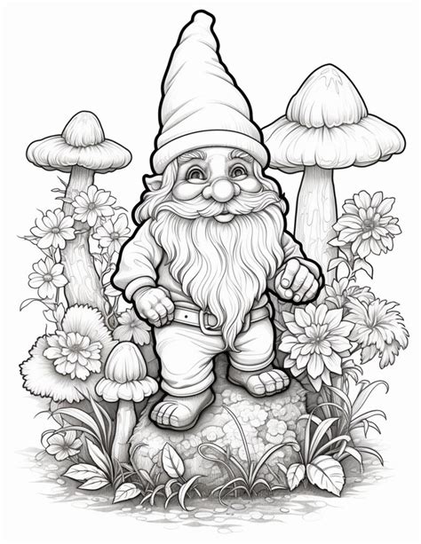 Garden Gnomes Coloring Book For Adults Teens Instant Etsy