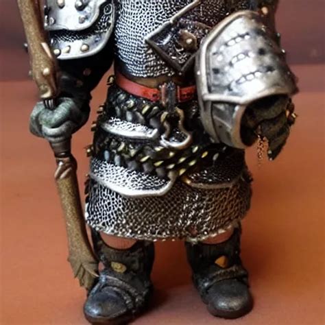 Dwarf Fighter Wearing Chainmail Armor Holding A Large Stable Diffusion