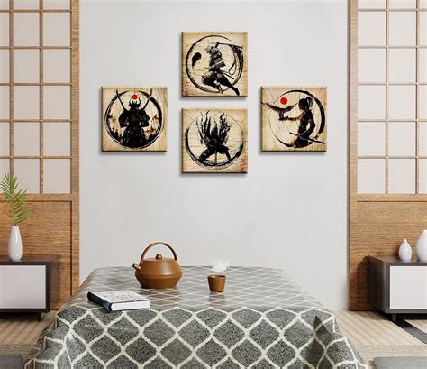 Arte de pared para decoración japonesa pintura samurái acorazada