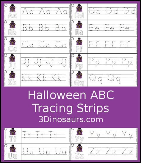 Free Halloween Abc Tracing Strips 3 Dinosaurs