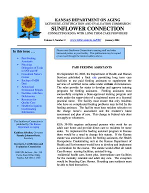 Fillable Online Aging Ks Sunflower Connection Kdads Provider