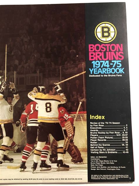 1974 75 BOSTON BRUINS Yearbook John BUCYK Bobby ORR Phil ESPOSITO W