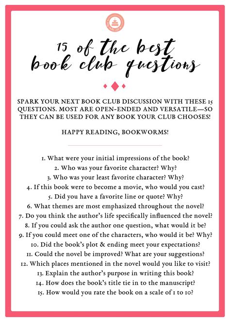 Printable Book Club Discussion Questions