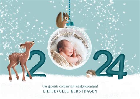 Kerstkaart Winters Met Kerstbal Voor Eigen Foto Kaartje2go