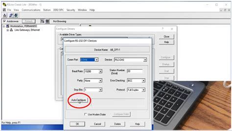 Comunicación de una PC PLC utilizando un Micrologix 1000 de Allen