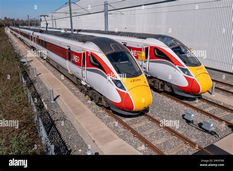 DONCASTER UK APRIL 4 2023 Aerial View Of New Hitachi Azuma AT300