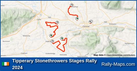 Streckenverlauf Tipperary Stonethrowers Stages Rally 2024 INRC