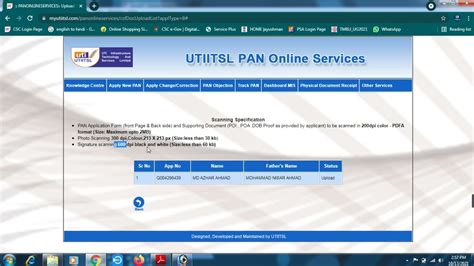 Csc Uti Pan Document Upload Size Photo Size Signature Size Pan Form